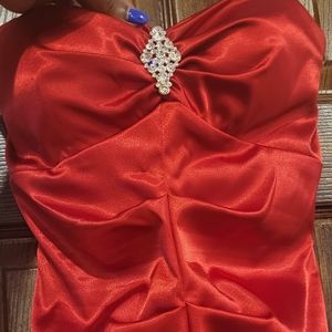 Red Satin Evening Gown